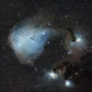 IC 447 or Dreyers nebula is a reflection nebula located in the constellation Monoceros. It lies approximately 2,700 light-years from earth.